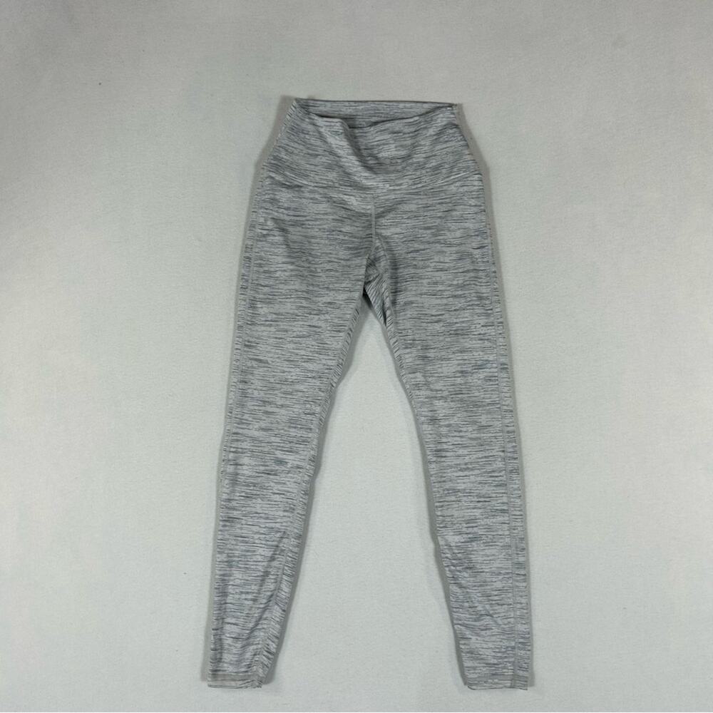 TSLA Gray Space Dye Leggings Women’s S Small Mid Rise Ankle Light Compression